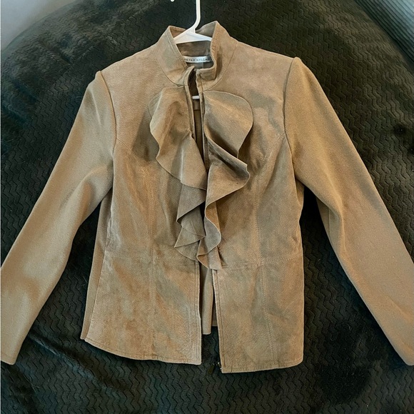 Peter Nygard Jackets & Blazers - Peter Nygard Tan Ruffle Blazer